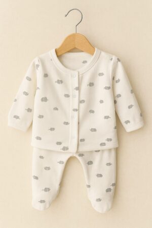 Conjunto de Plush Estampado - Blanco-Gris