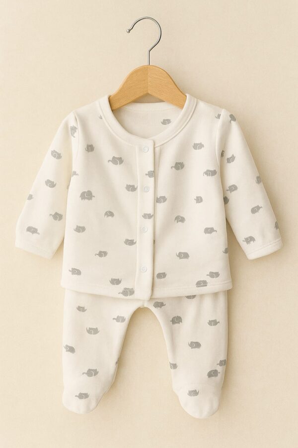 Conjunto de Plush Estampado - Blanco-Gris